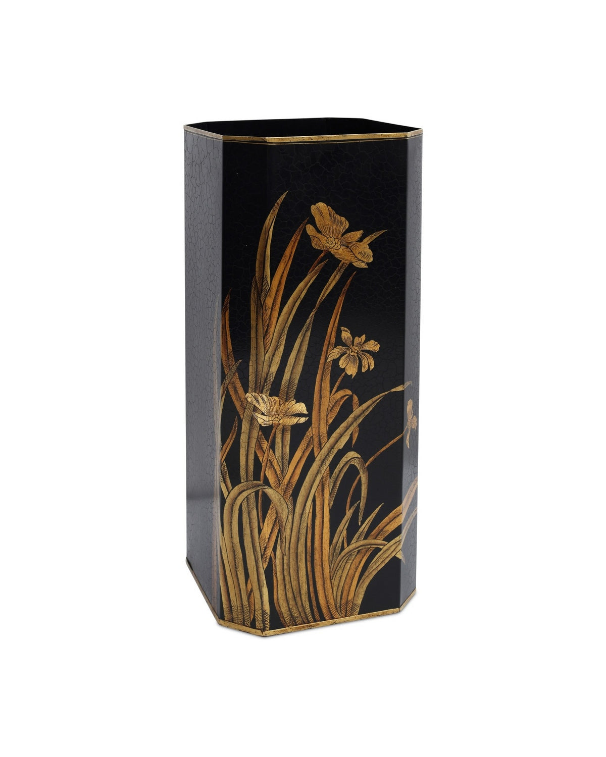 Currey and Company 1200-1064 Glasshouse Tole Umbrella Stand in Black/Gold