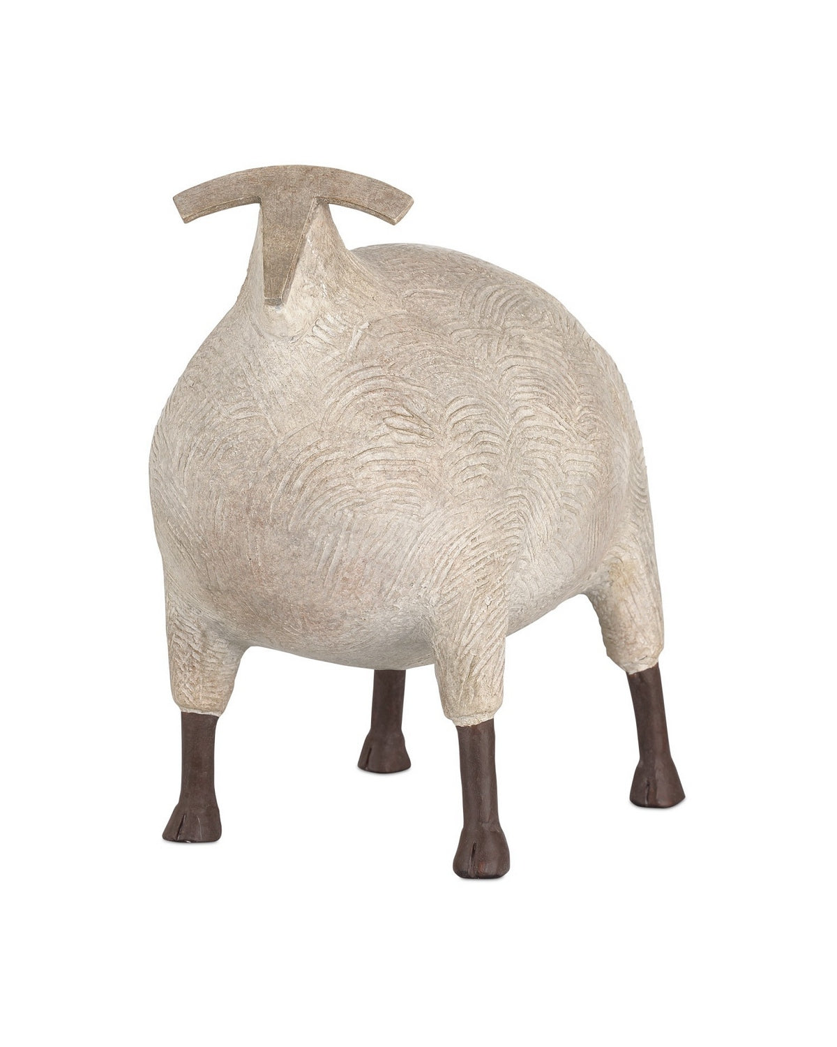 Currey and Company 1200-1073 Ancient Ram Sculpture in Beige/Black