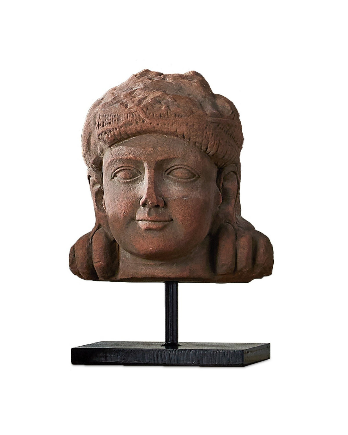Currey and Company 1200-1080 Mathura Head on Stand in Brick Red/Black