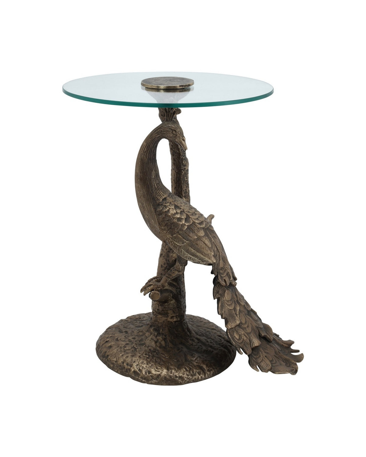 Currey and Company 4000-0255 Paonne Accent Table in Antique Gold/Clear