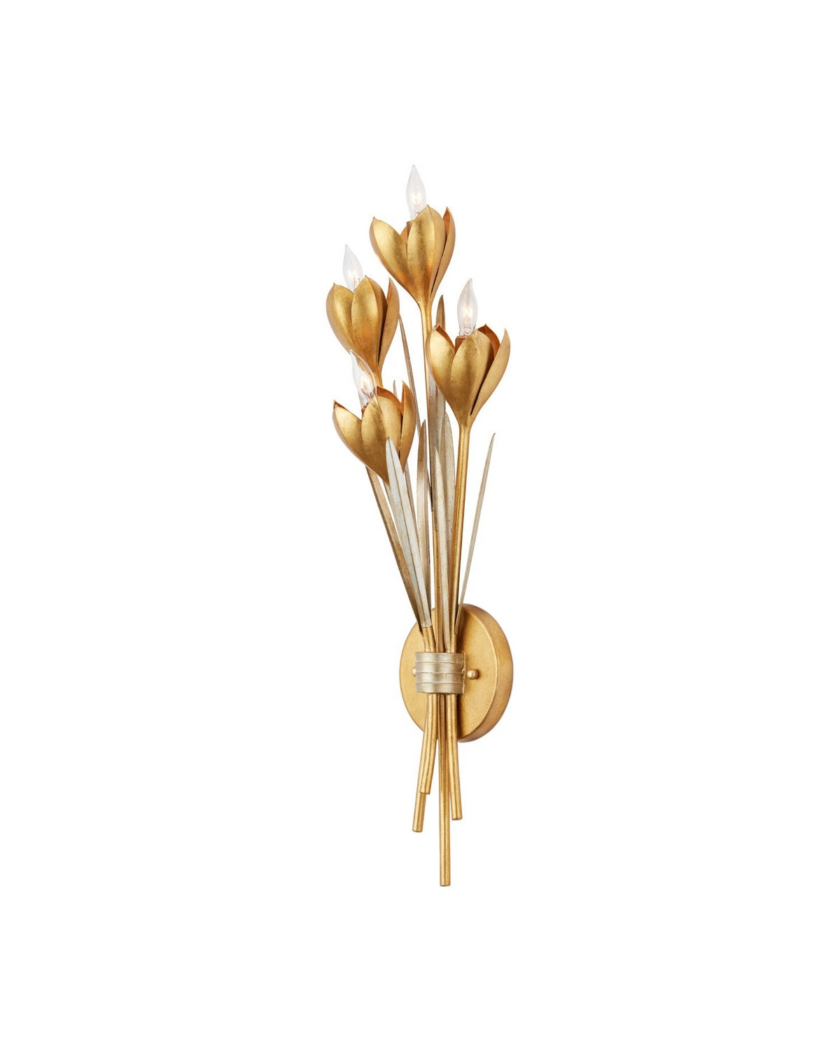 Currey and Company 5000-0289 Hortensia Murale Feuille d'or contemporaine / Feuille d'or contemporaine / Feuille d'argent contemporaine