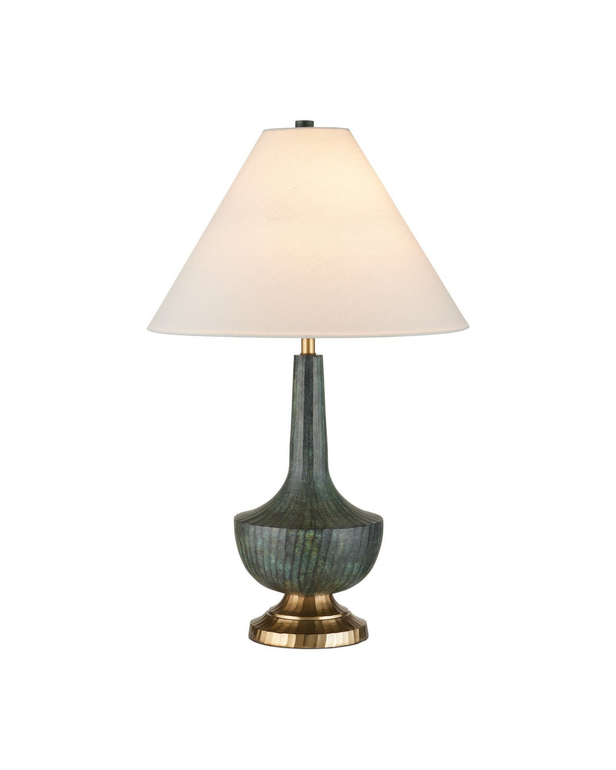 Currey and Company 6000-1060 Djinn Table Lamp in Verdigris/Antique Brass
