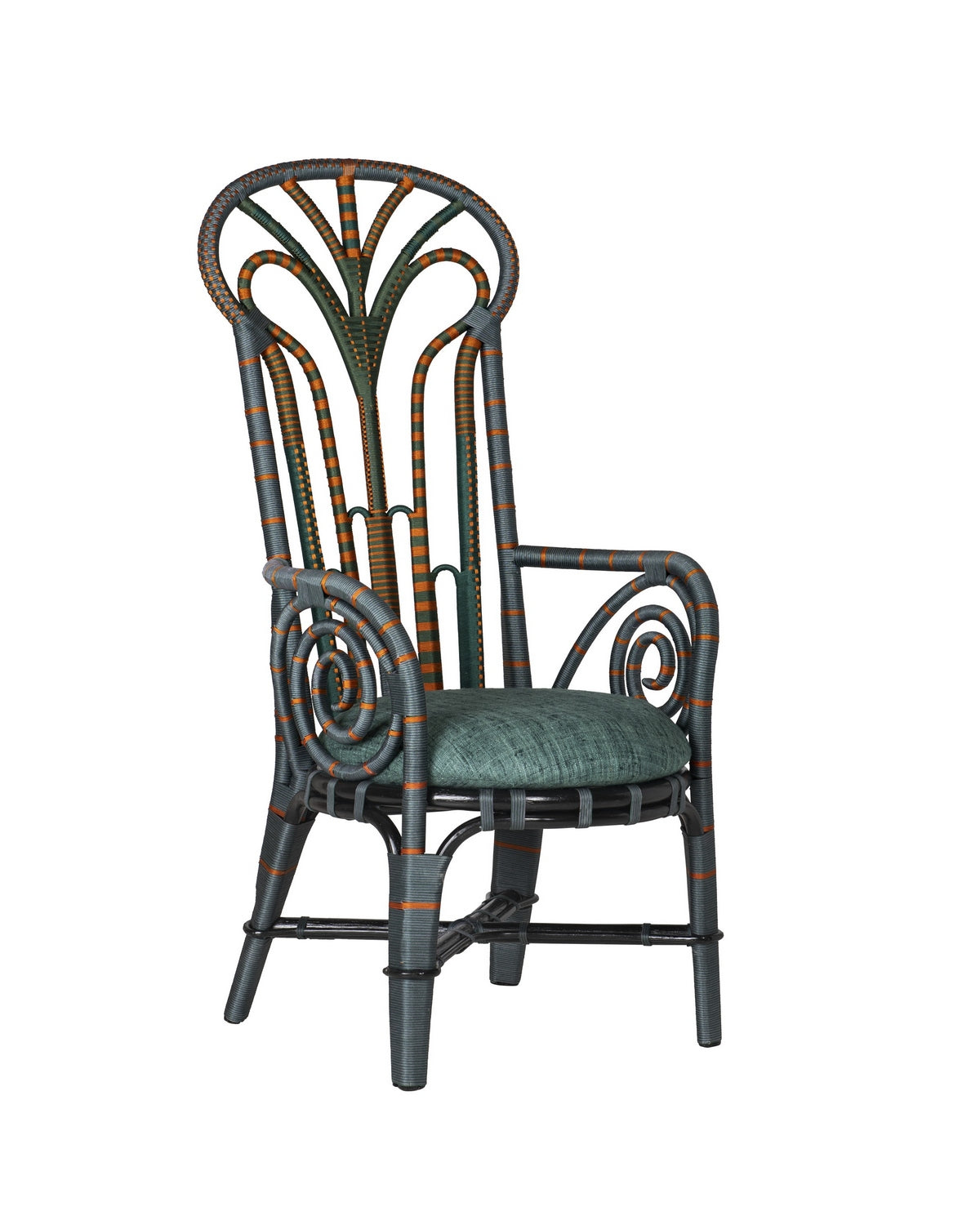 Fauteuil trône Benin Currey and Company 7000-1052, vert/orange