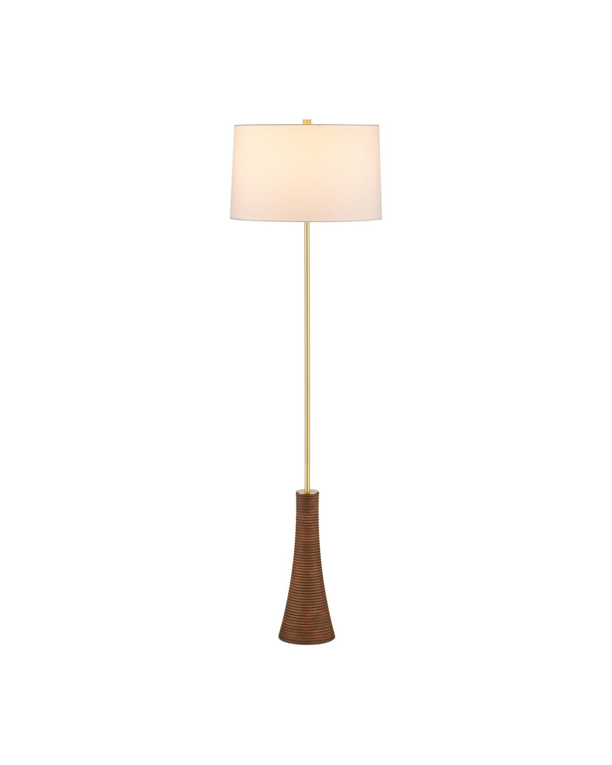 Lampadaire Lathe 8000-0175 de Currey and Company, en laiton naturel/brossé