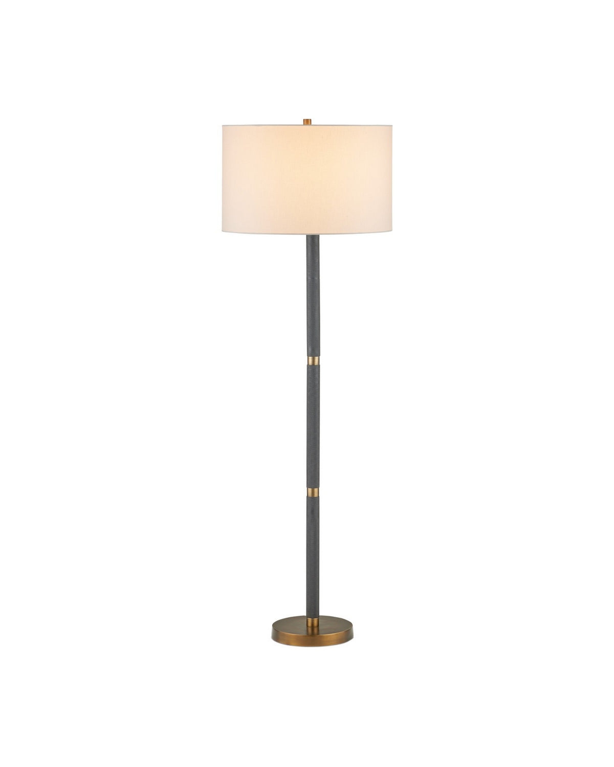 Lampadaire Gavin de Currey and Company (réf. 8000-0181), en laiton noir antique/mat.