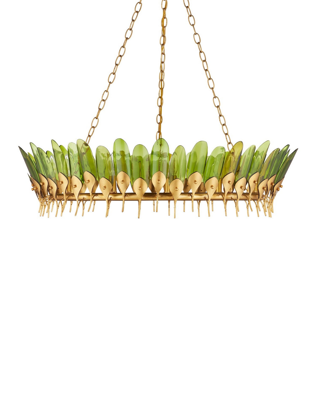 Currey and Company 9000-1337 Selavy Suspendu en vert/feuille d'or contemporaine/or contemporain