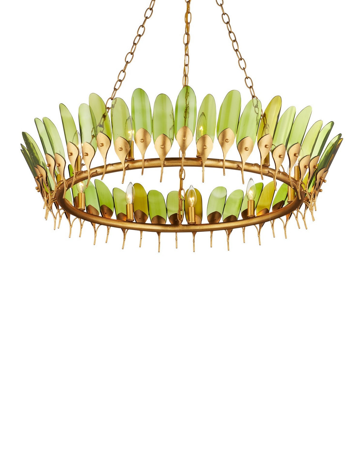 Currey and Company 9000-1337 Selavy Suspendu en vert/feuille d'or contemporaine/or contemporain
