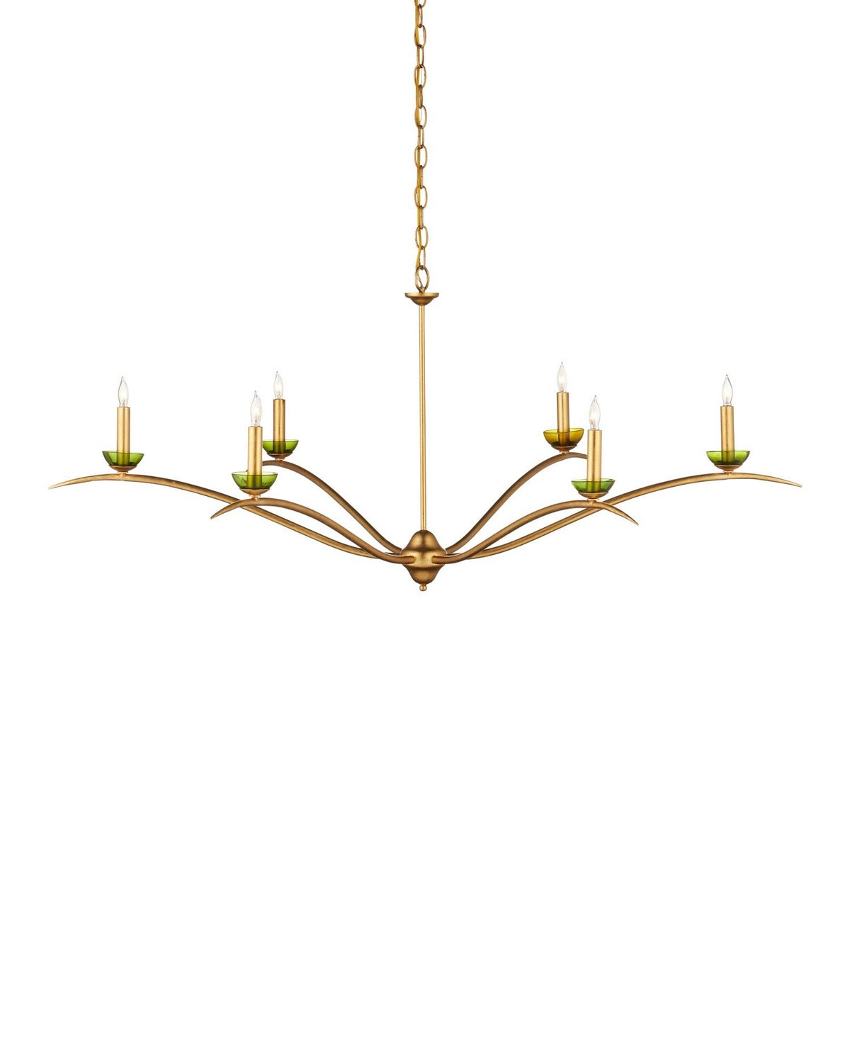 Currey et Compagnie 9000-1338 Flannery Suspendu Feuille d'or contemporaine/Or contemporain/Vert