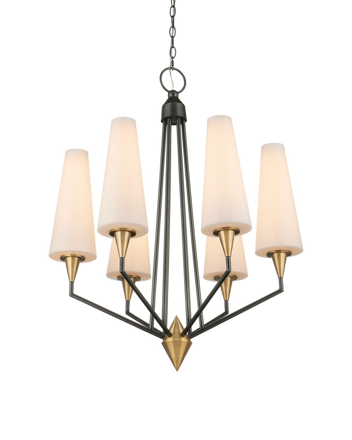 Currey and Company 9000-1371 Hennin Suspendu en laiton antique poli/bronze huilé