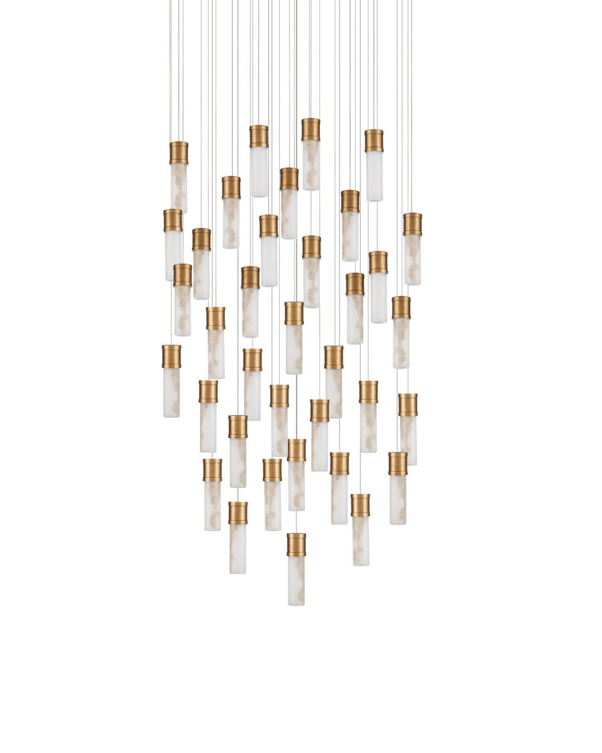Canule ronde multi-gouttes Currey and Company 9000-1385 Suspension En laiton vieilli/blanc/argent