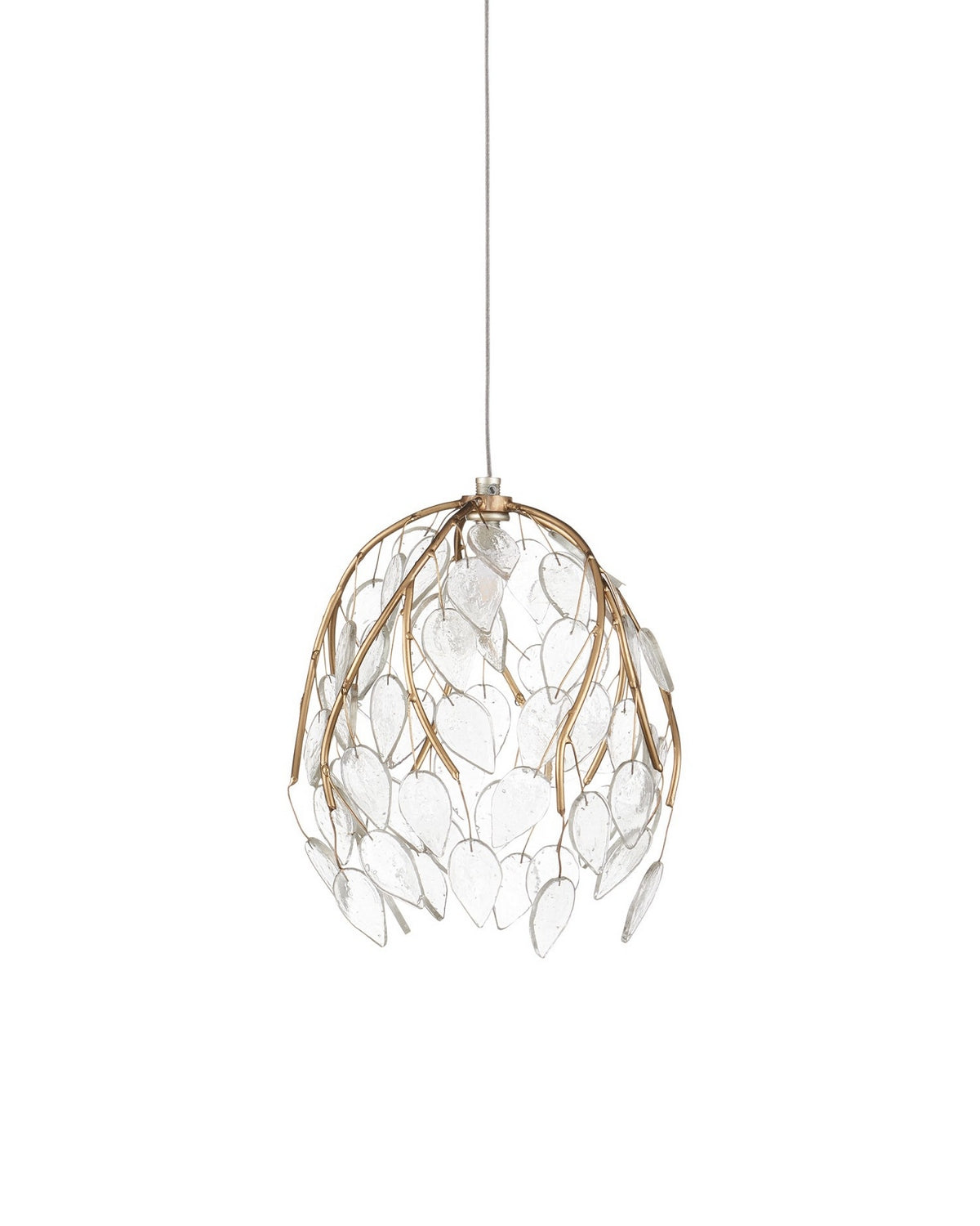 Currey and Company 9000-1387 Banyan Suspension en laiton antique/transparent/argent