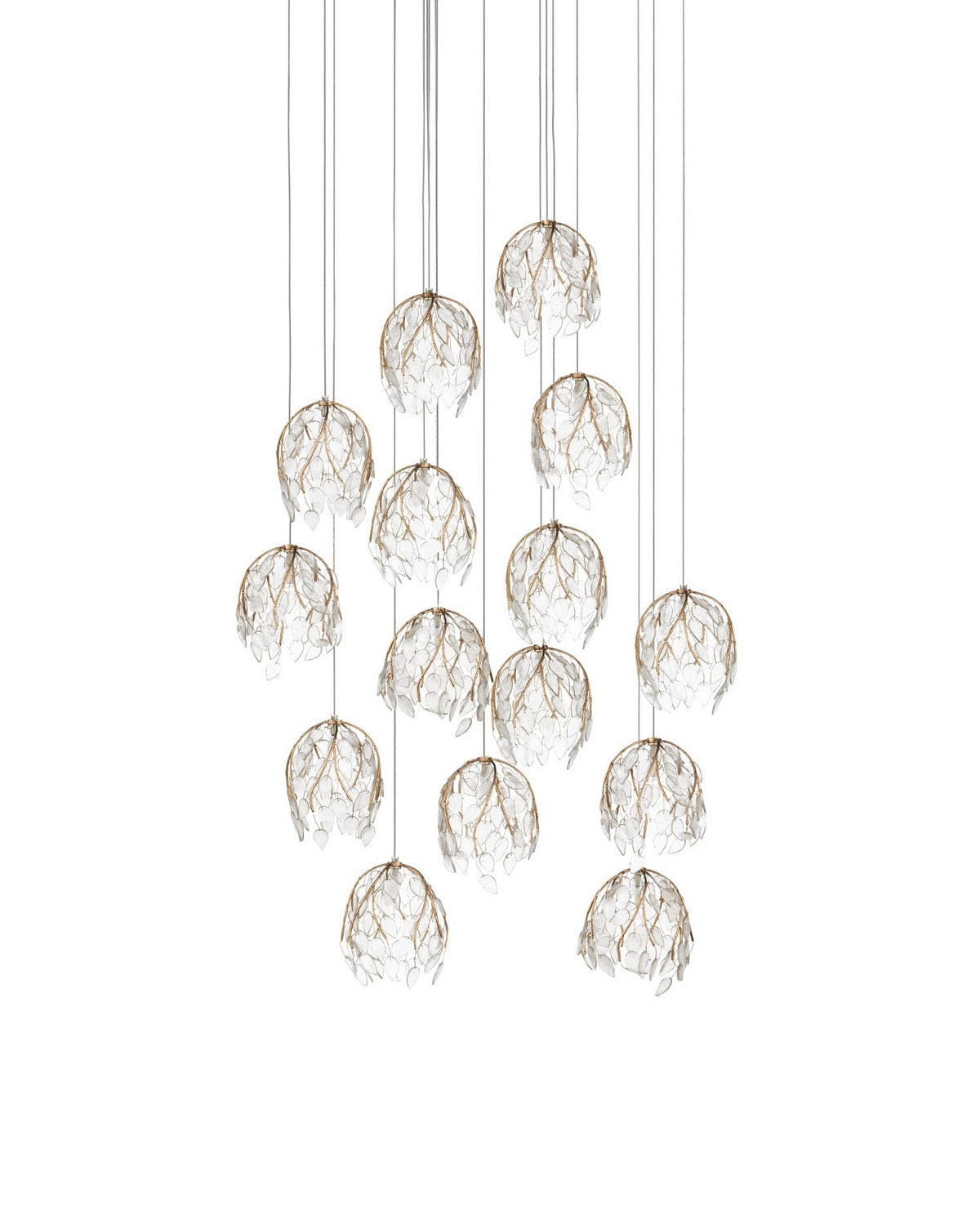 Currey and Company 9000-1390 Banyan Suspension en laiton antique/transparent/argent