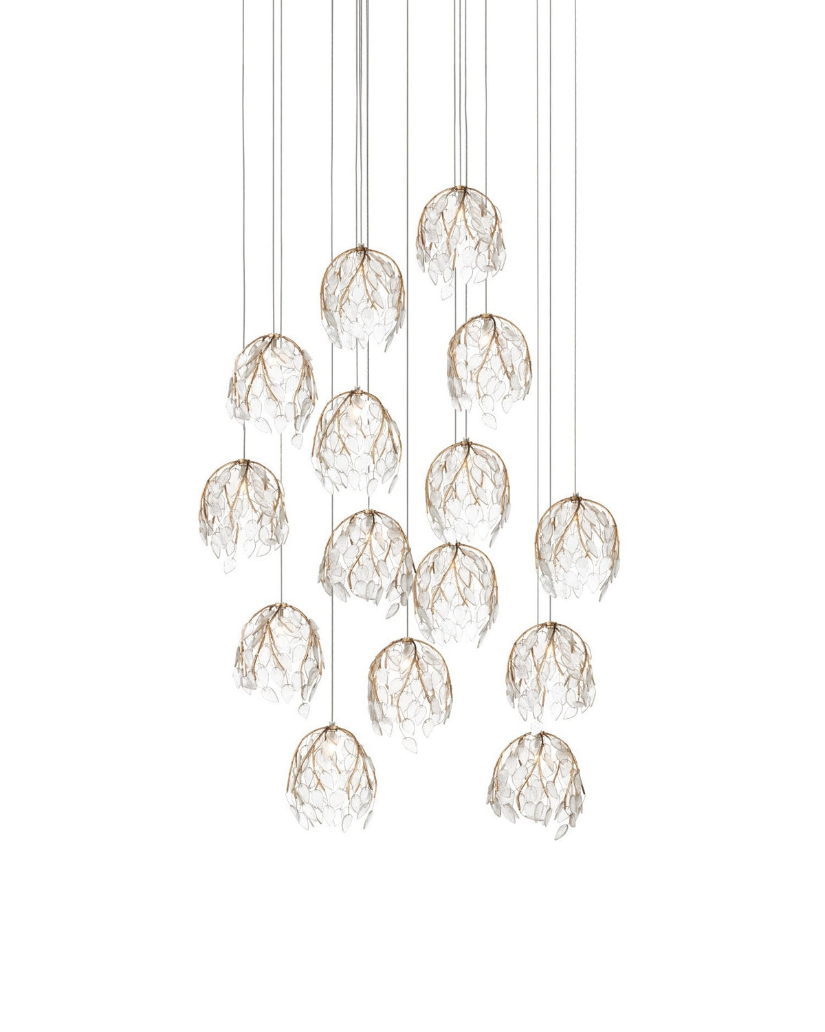 Currey and Company 9000-1390 Banyan Suspension en laiton antique/transparent/argent