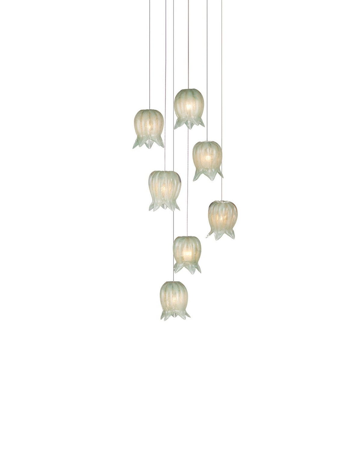 Currey and Company 9000-1397 Polpo Rond Multi-Drop Suspension en vert/argent