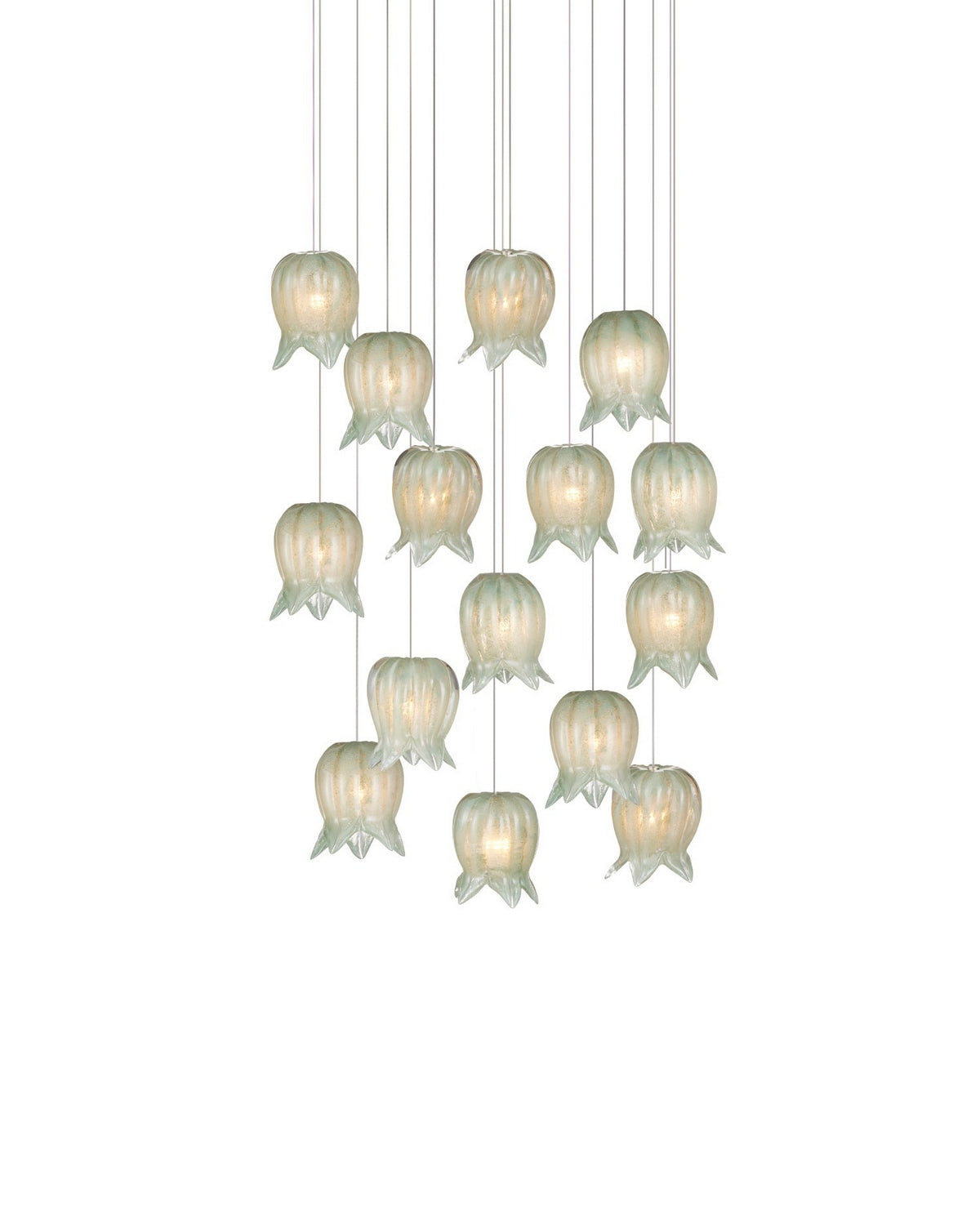 Currey and Company 9000-1398 Polpo Rond Multi-Drop Suspension en vert/argent