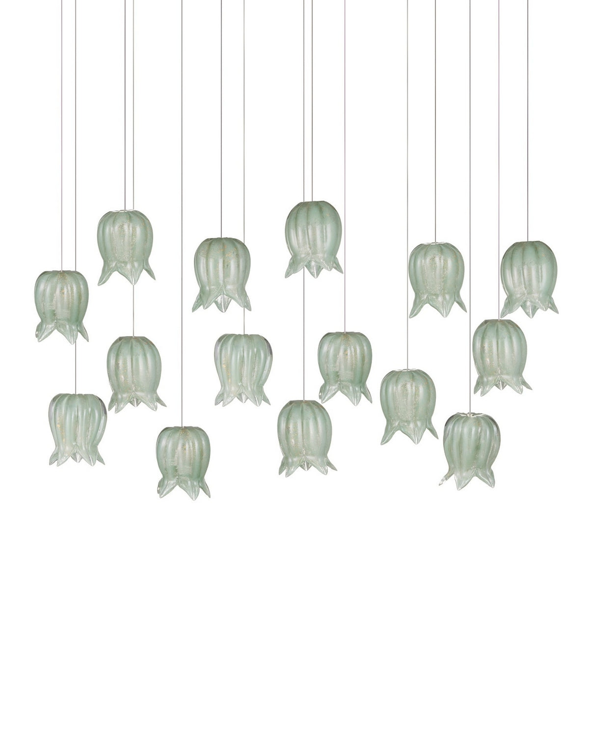 Currey and Company 9000-1399 Polpo Linear Multi-Drop Suspension en vert/argent