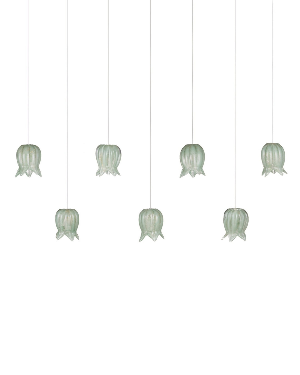Currey and Company 9000-1402 Polpo Linéaire Multi-Drop Suspension en vert/argent