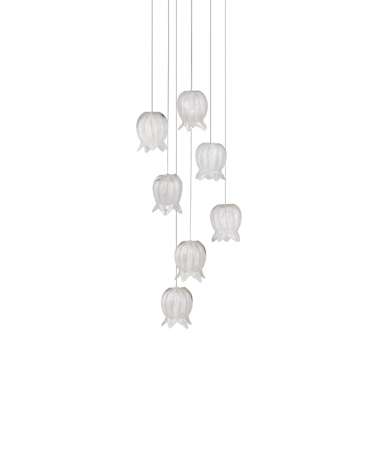 Currey and Company 9000-1405 Polpo Rond Multi-Drop Suspension en blanc/argent