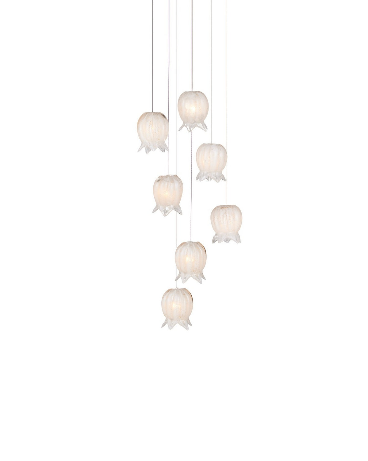 Currey and Company 9000-1405 Polpo Rond Multi-Drop Suspension en blanc/argent