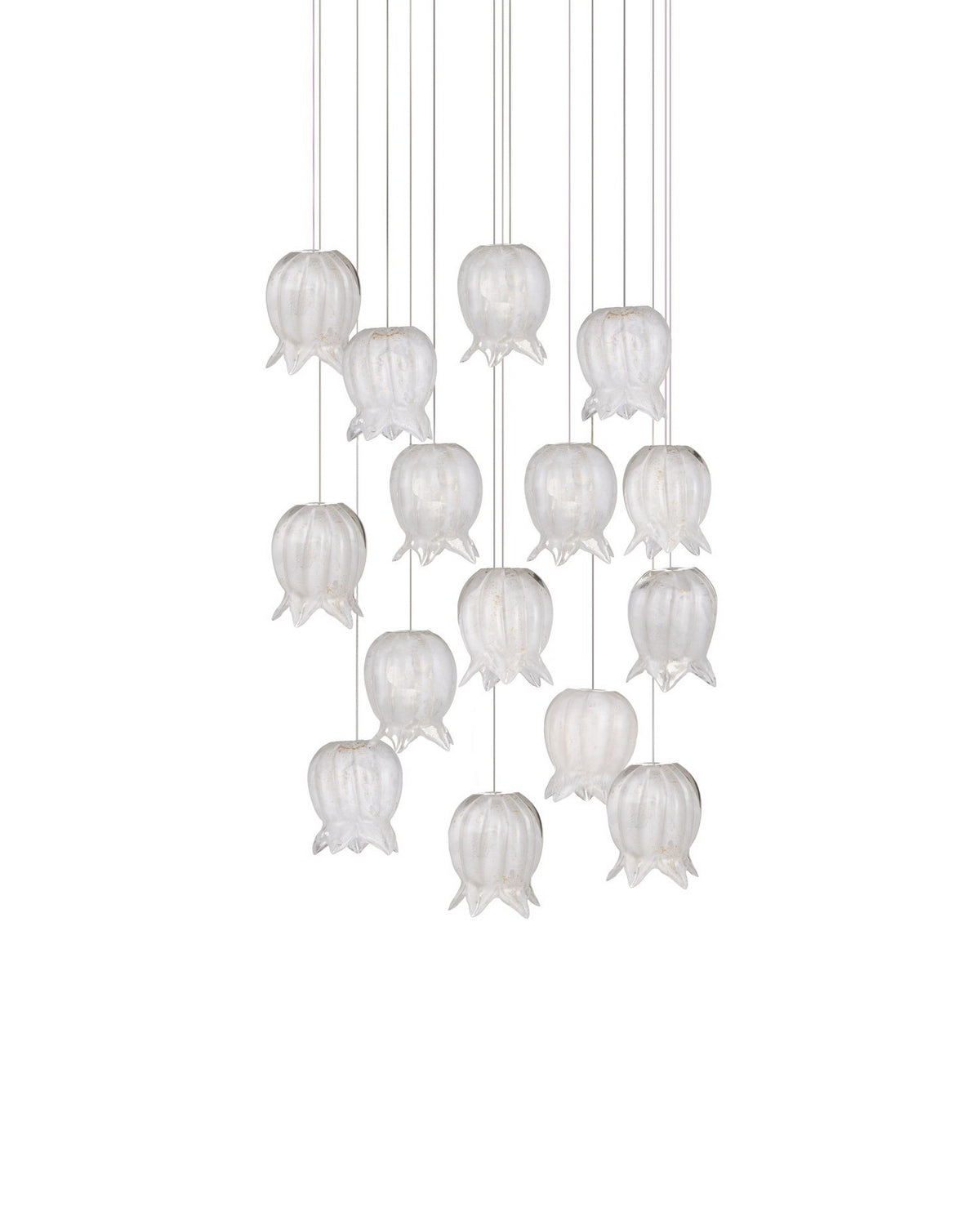 Currey and Company 9000-1406 Polpo Rond Multi-Drop Suspension en blanc/argent