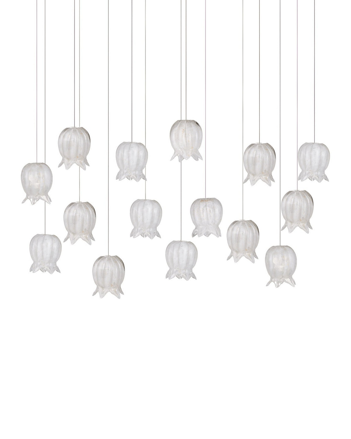 Currey and Company 9000-1407 Polpo Linéaire Multi-Drop Suspension en blanc/argent