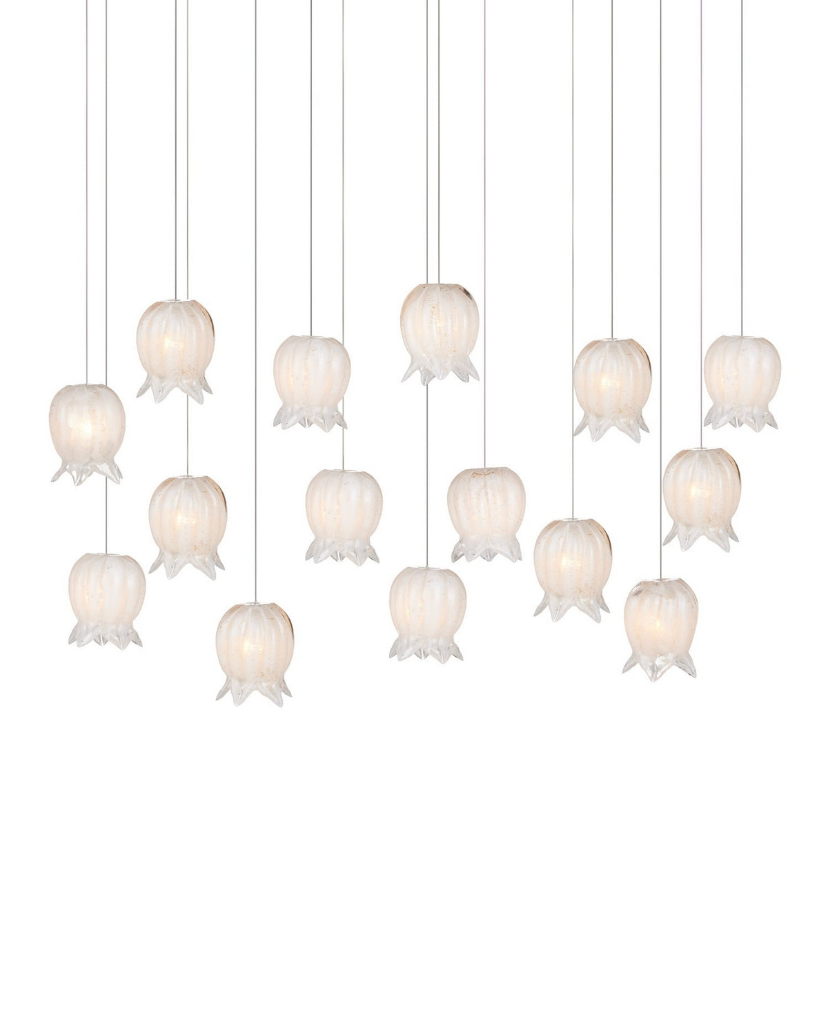 Currey and Company 9000-1407 Polpo Linéaire Multi-Drop Suspension en blanc/argent