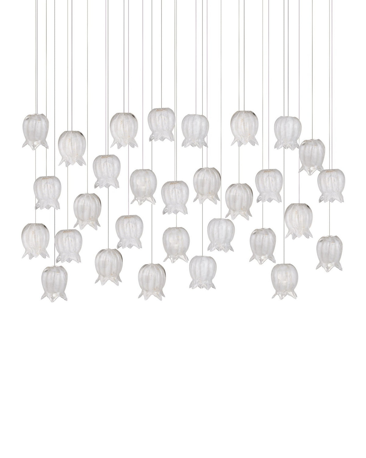 Currey and Company 9000-1408 Polpo Linéaire Multi-Drop Suspension en blanc/argent