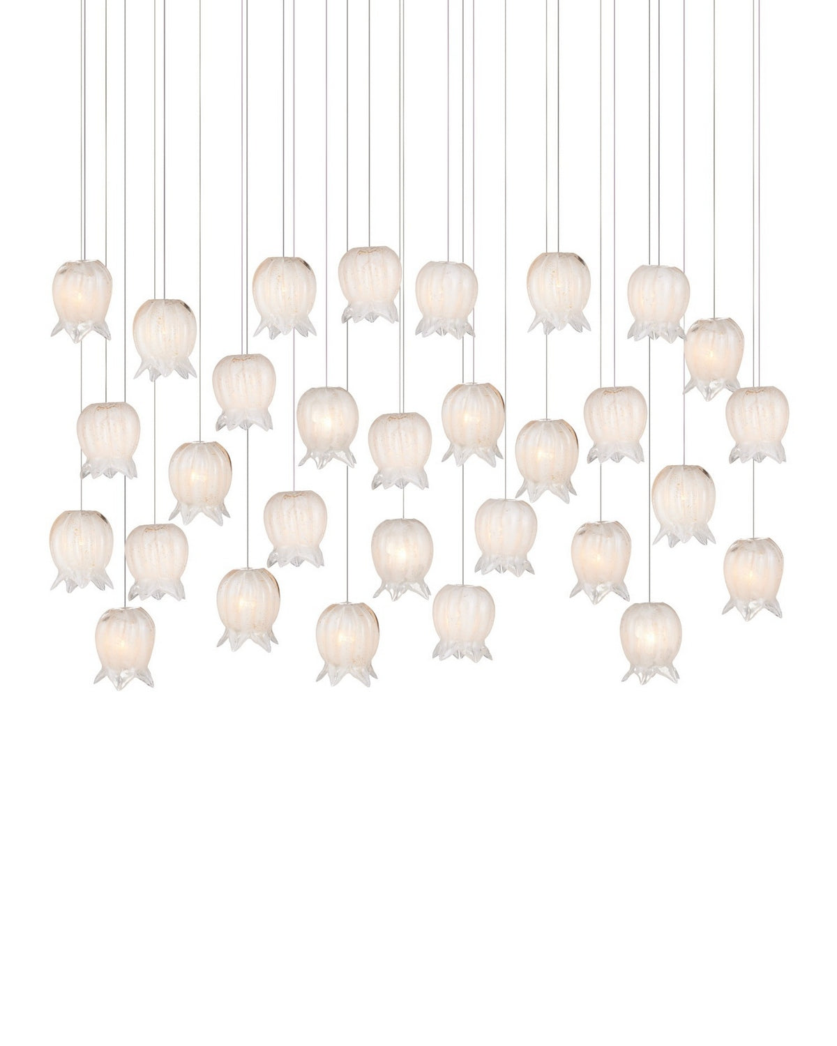 Currey and Company 9000-1408 Polpo Linéaire Multi-Drop Suspension en blanc/argent