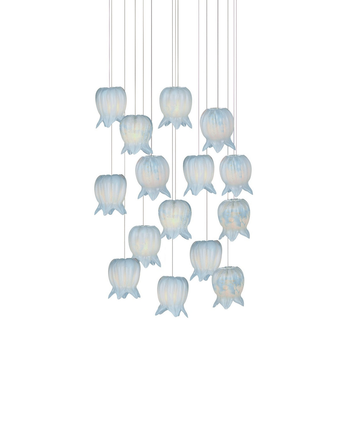 Currey and Company 9000-1414 Polpo Rond Multi-Drop Suspension en bleu/argent
