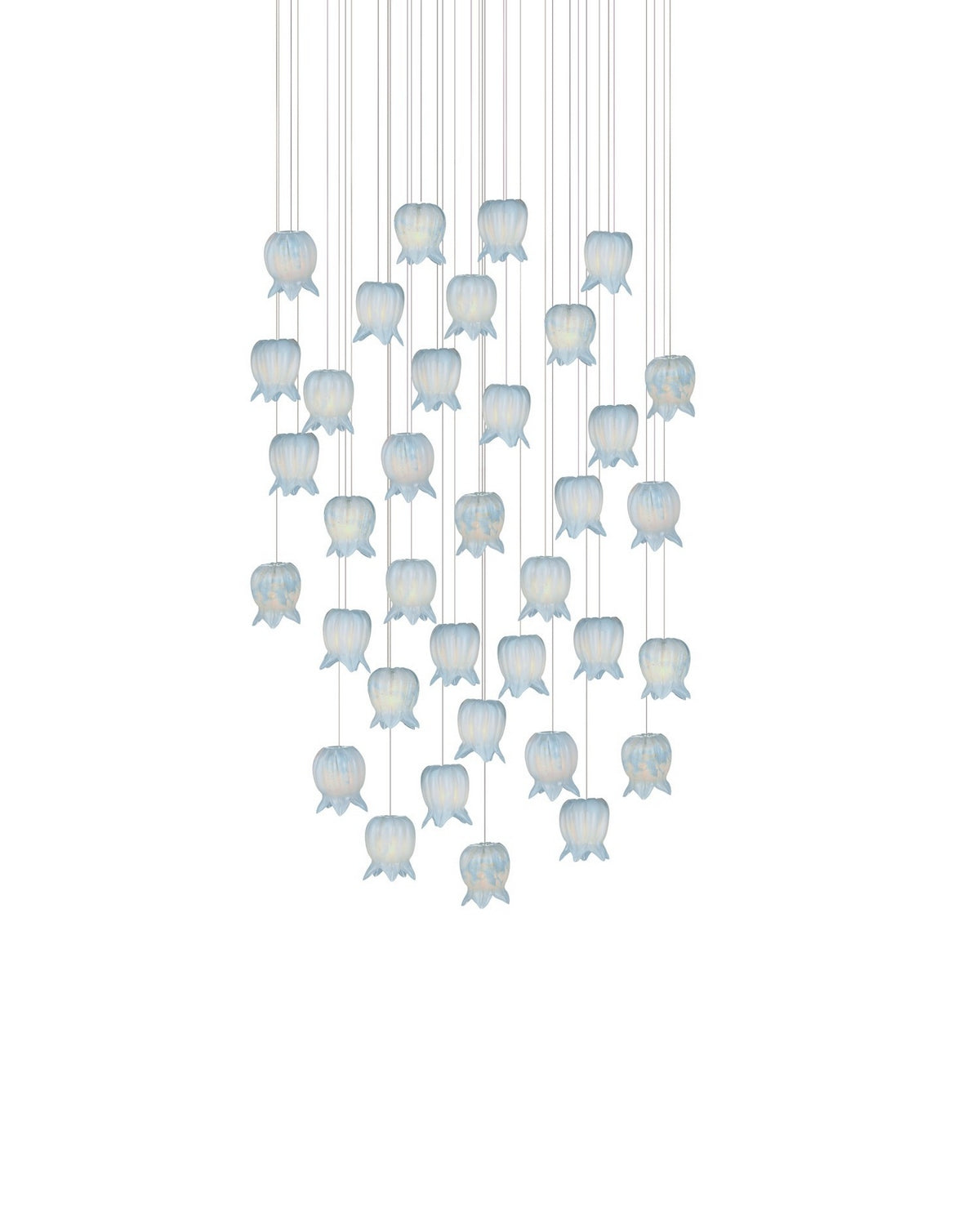 Currey and Company 9000-1417 Polpo Rond Multi-Drop Suspension en bleu/argent