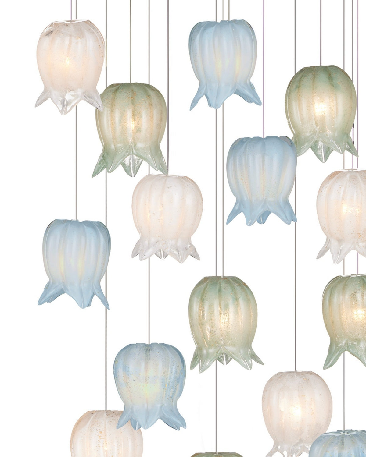 Currey and Company 9000-1421 Polpo Rond Multi-Drop Suspension en bleu/vert/blanc/argent