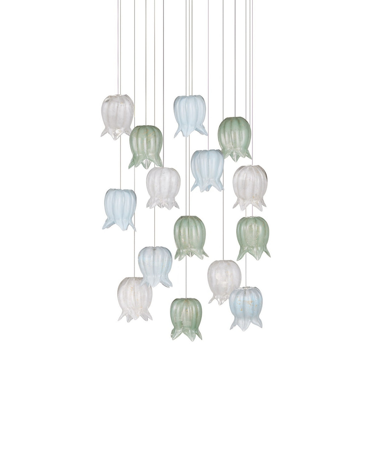 Currey and Company 9000-1421 Polpo Rond Multi-Drop Suspension en bleu/vert/blanc/argent