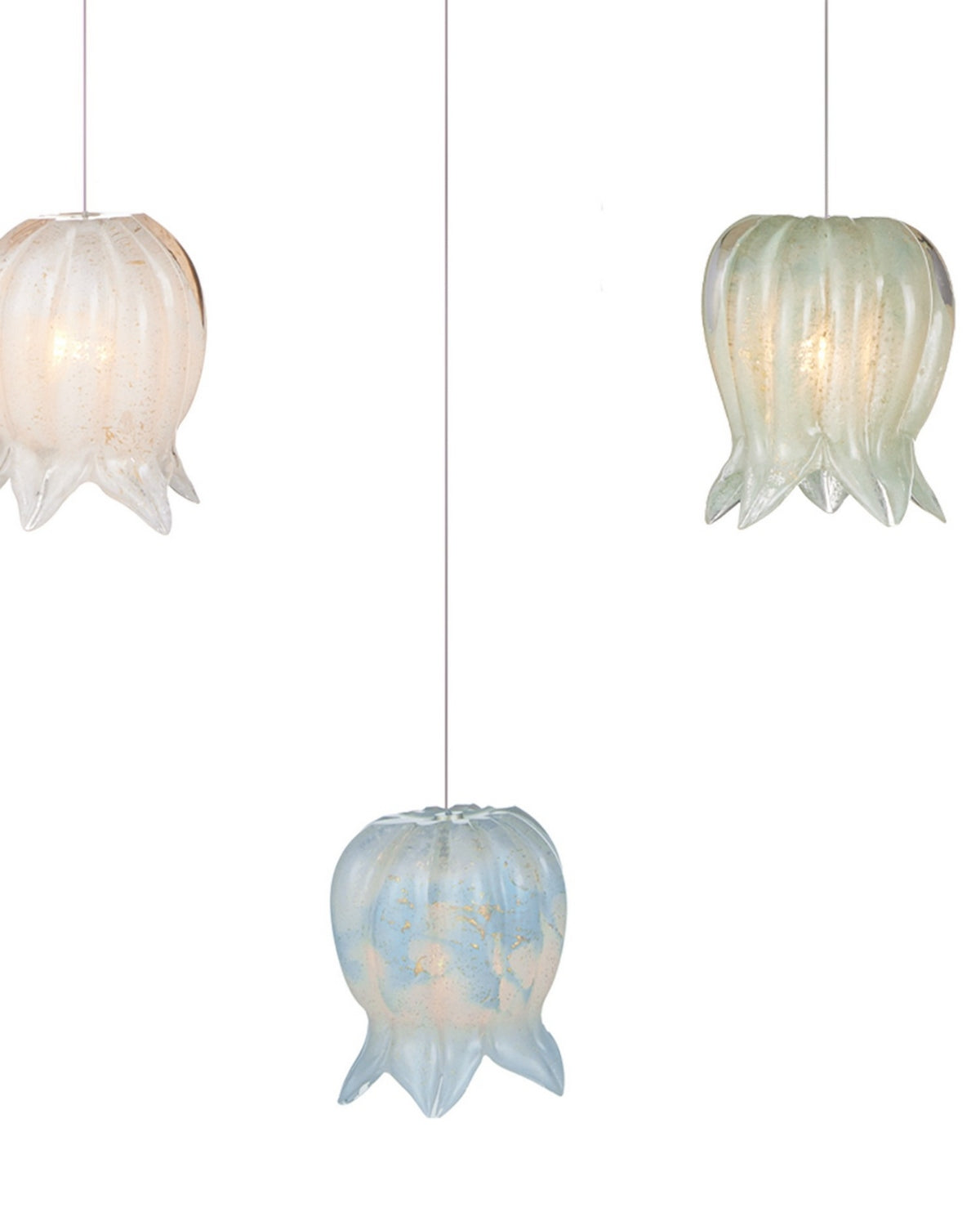 Currey and Company 9000-1425 Polpo Linéaire Multi-Drop Suspension en bleu/vert/blanc/argent