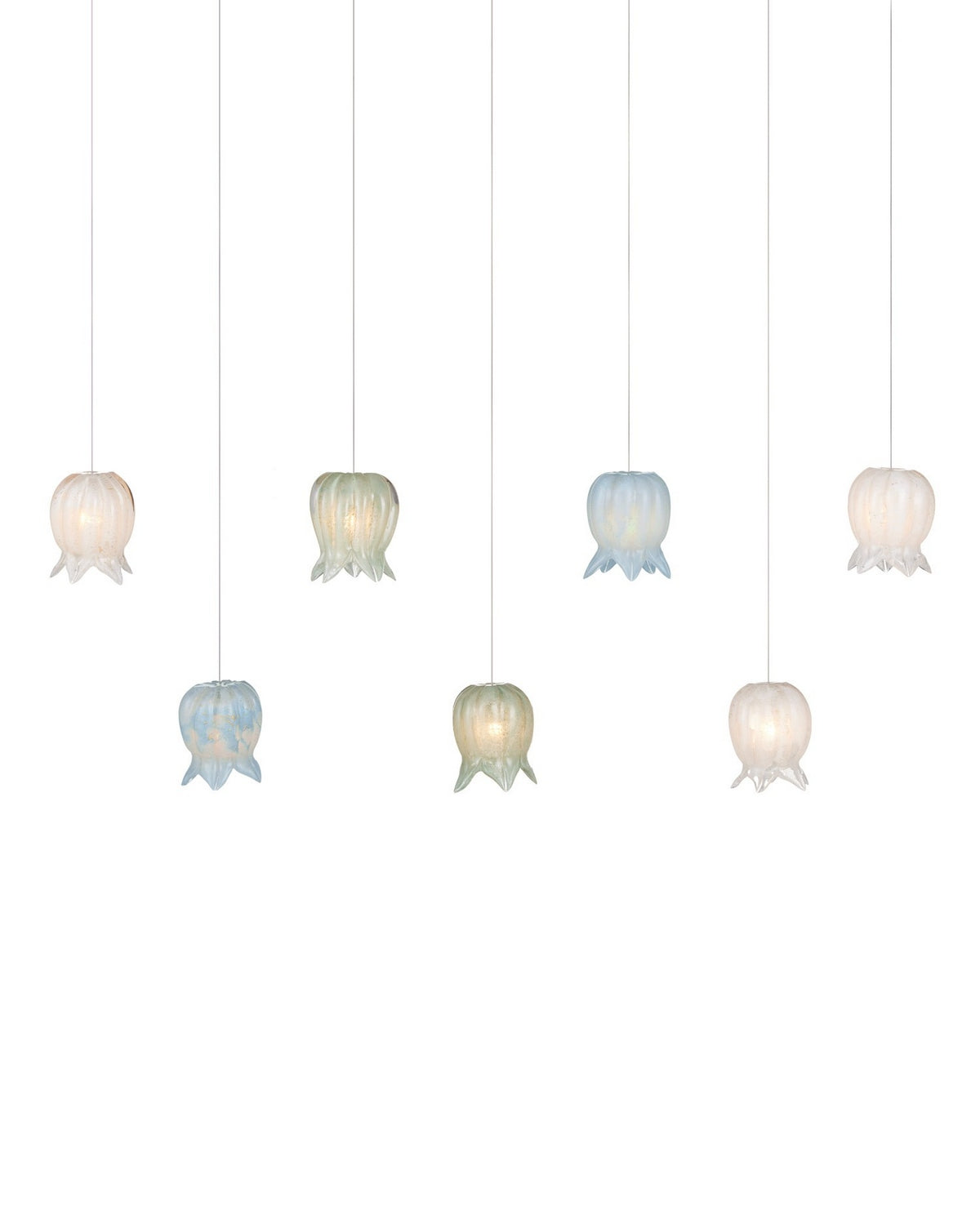 Currey and Company 9000-1425 Polpo Linéaire Multi-Drop Suspension en bleu/vert/blanc/argent