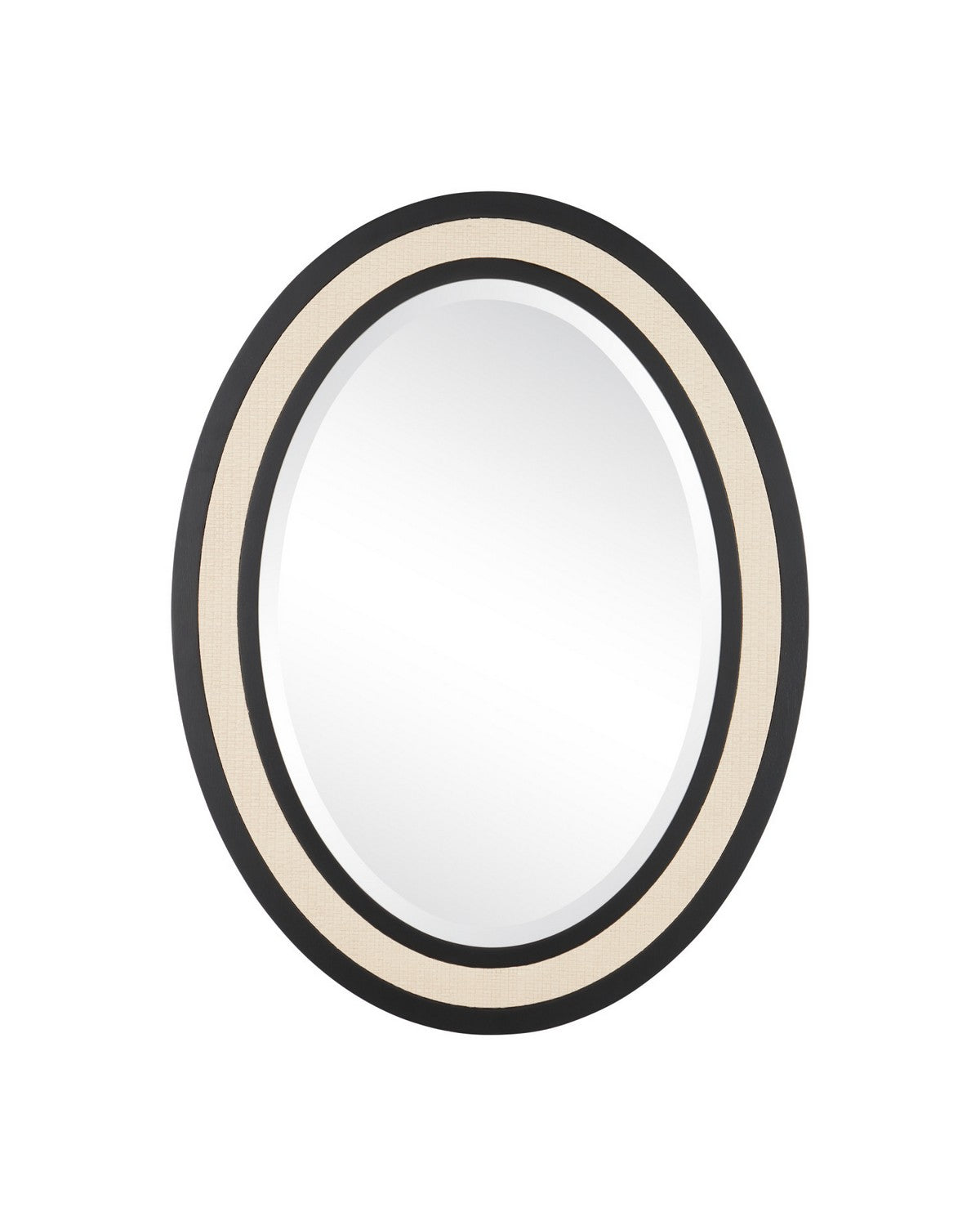Currey and Company 1000-0189 Deanna Raffia Mirror in Ivory/Black