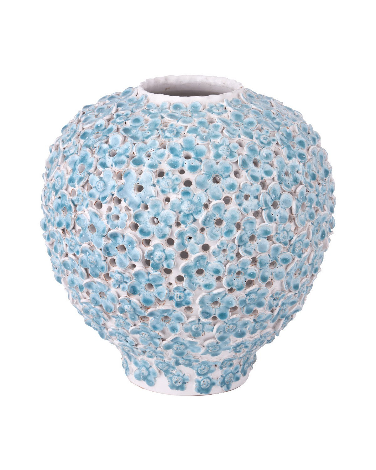 Vase Daisy Currey and Company 1200-1113, bleu clair et blanc