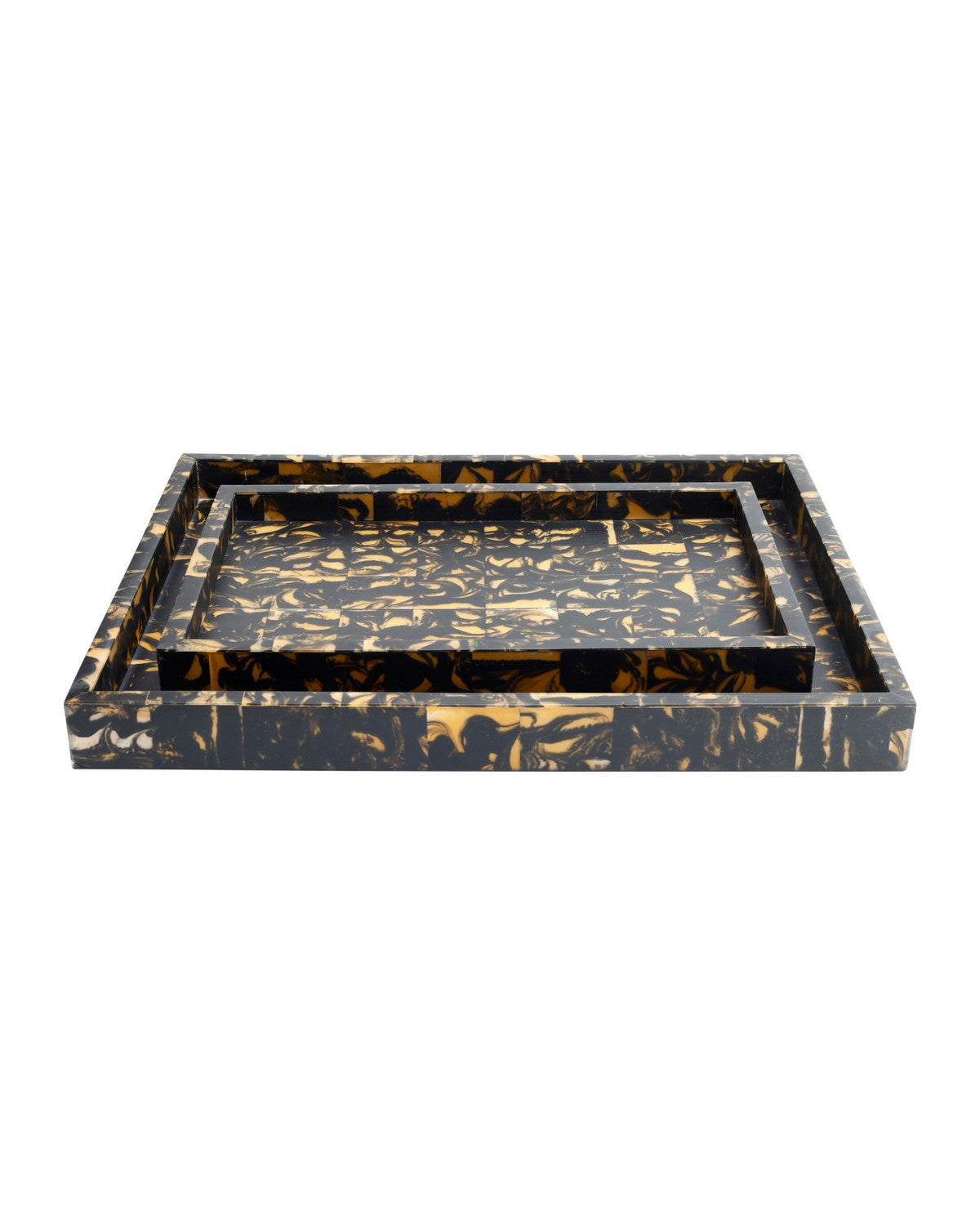 Currey and Company 1200-1130 Thrace Tray Set of 2 in Black/Yellow