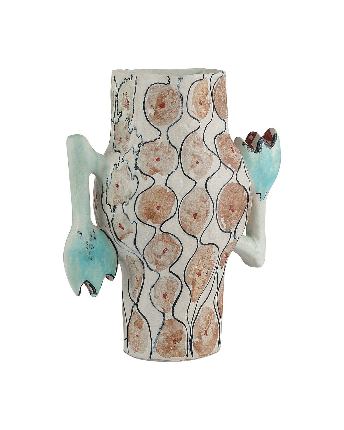 Vase Tuliette Currey and Company 1200-1162, coloris bleu/blanc cassé/rose/noir