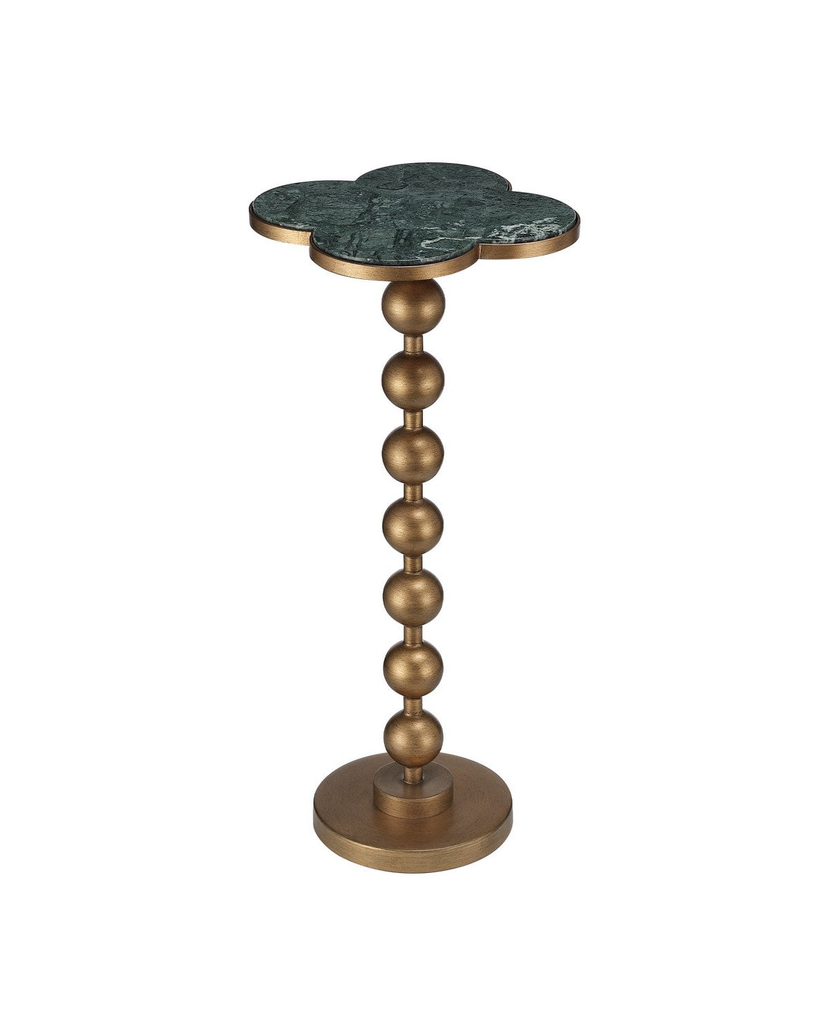 Currey and Company 4000-0259 Quatrefoil Accent Table in Green/Brass