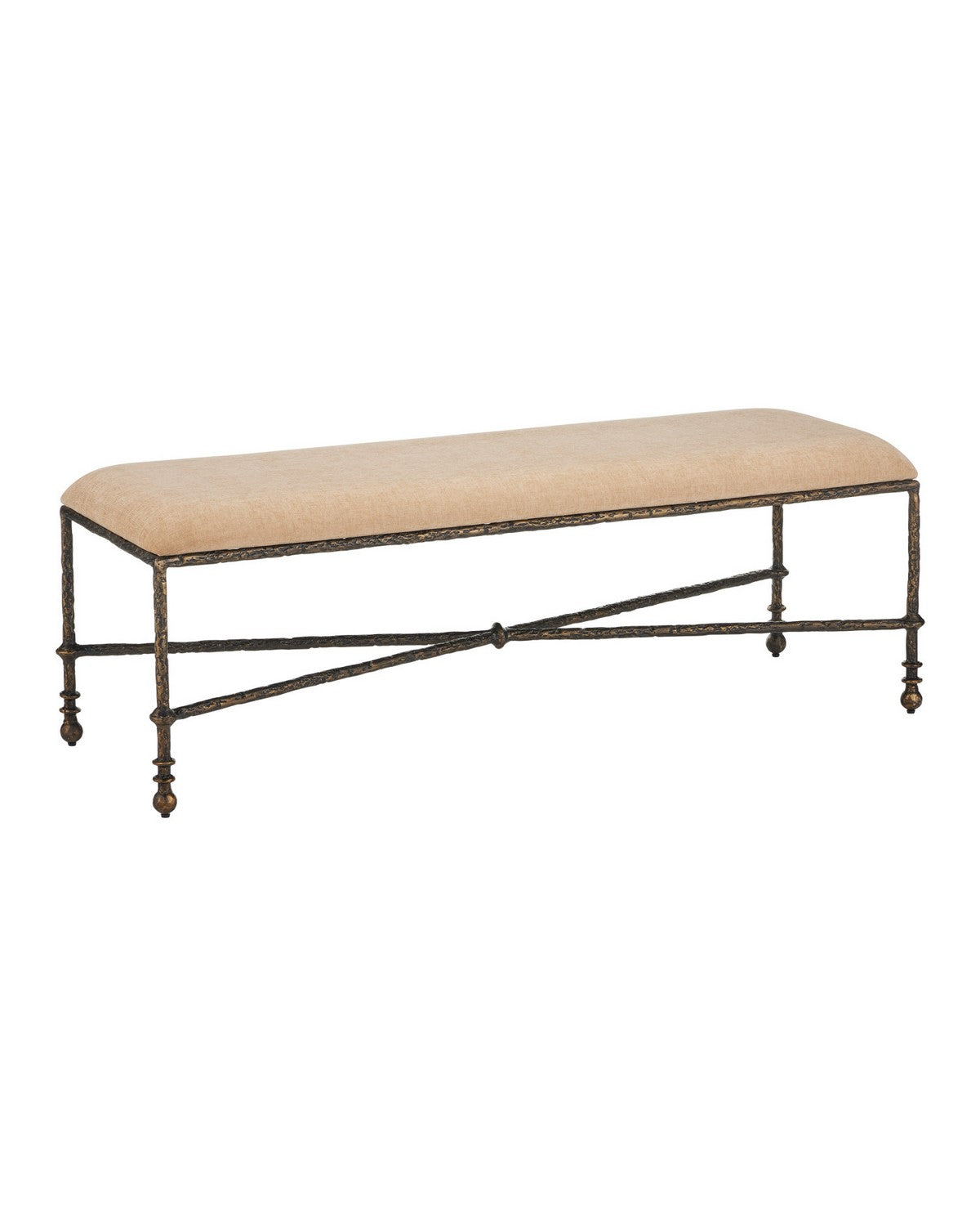 Banc Fuso 7000-1272 de Currey and Company, couleur beige foncé/bronze antique