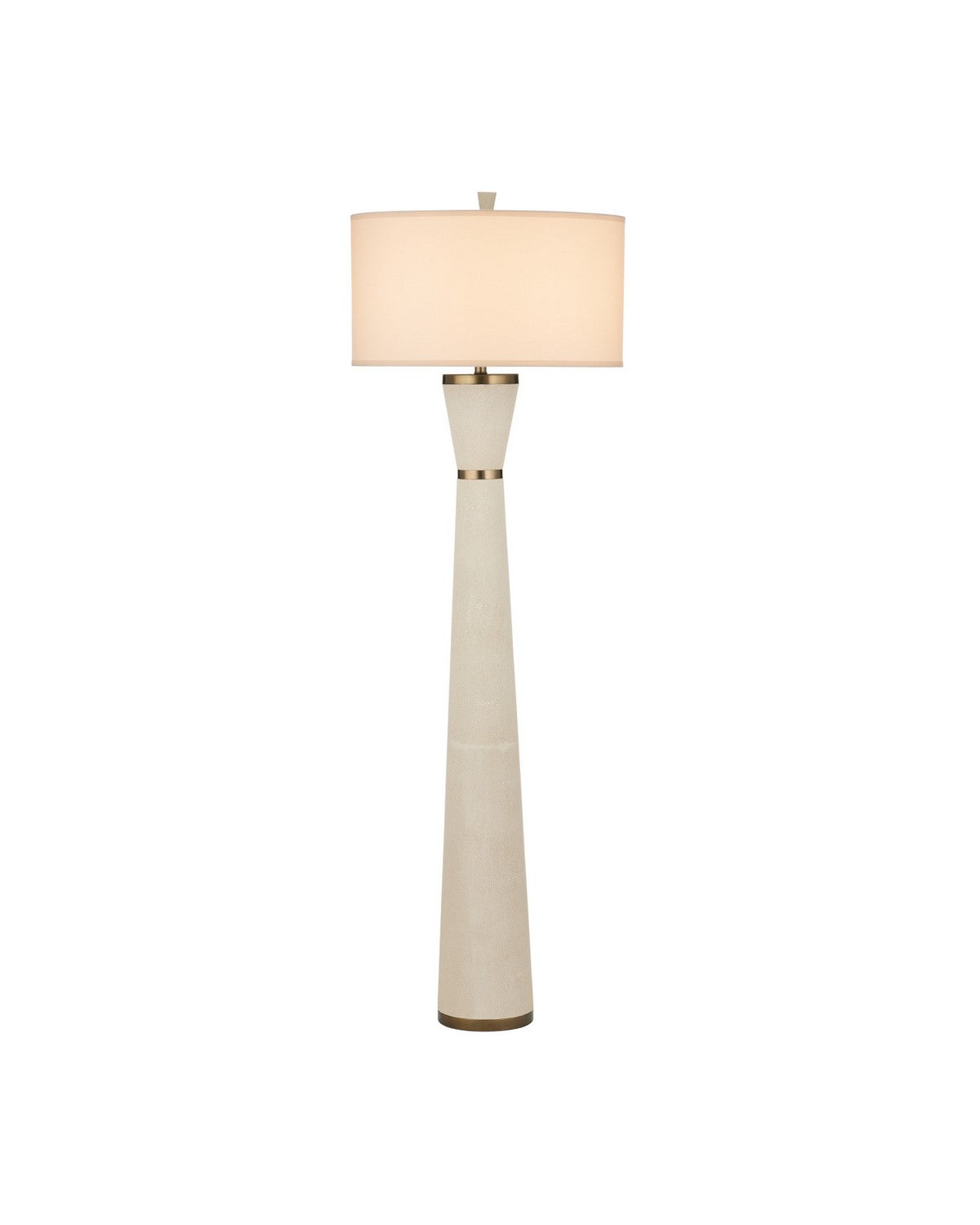 Lampe sur pied en forme de sablier Galuchat 8000-0188 de Currey and Company, en similicuir galuchat ivoire et laiton