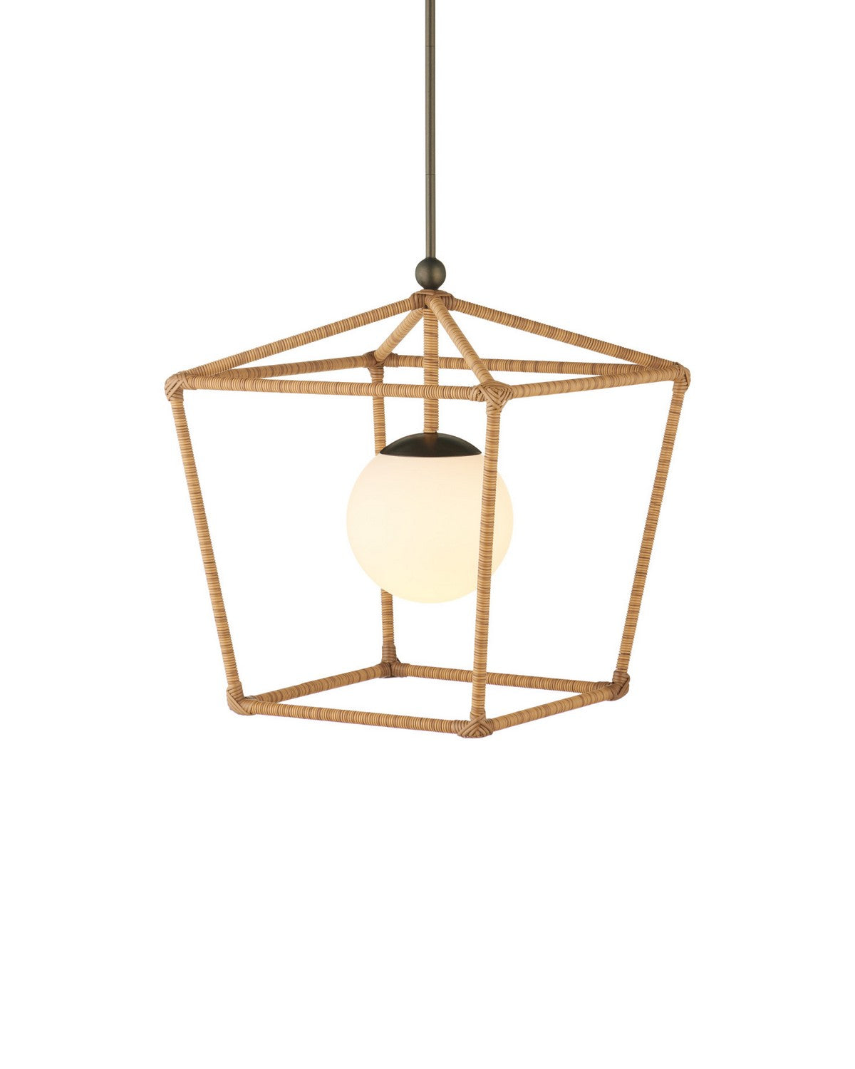 Lanterne d'extérieur Currey and Company 9500-0028 Denison, finition naturelle/bronze/blanc dépoli
