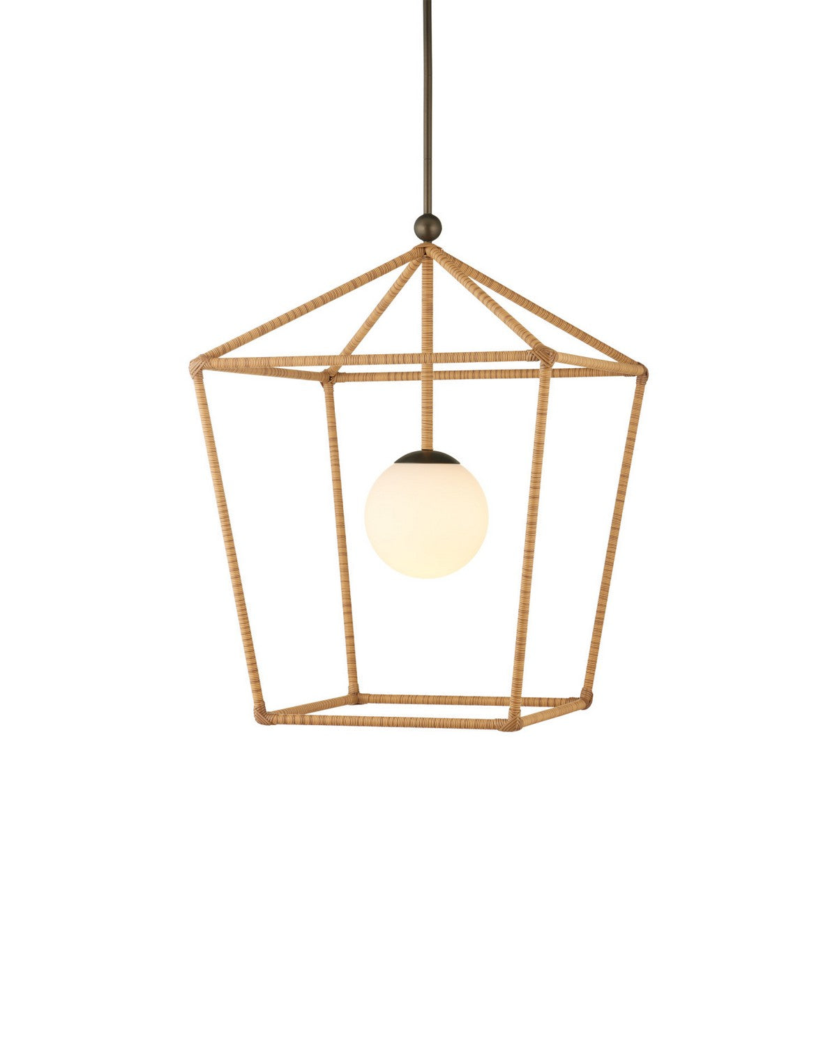 Lanterne d'extérieur Currey and Company 9500-0029 Denison, finition naturelle/bronze/blanc dépoli