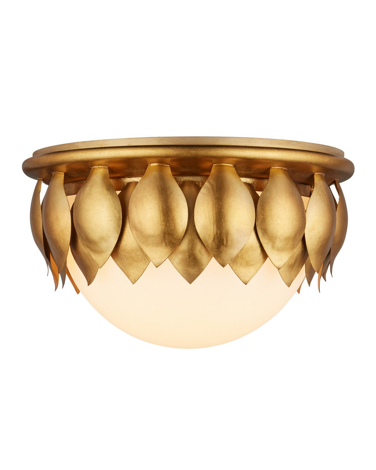Currey and Company 9999-0091 Paestum Flush Mount in Antique Gold Leaf/Antique Gold/Sugar White