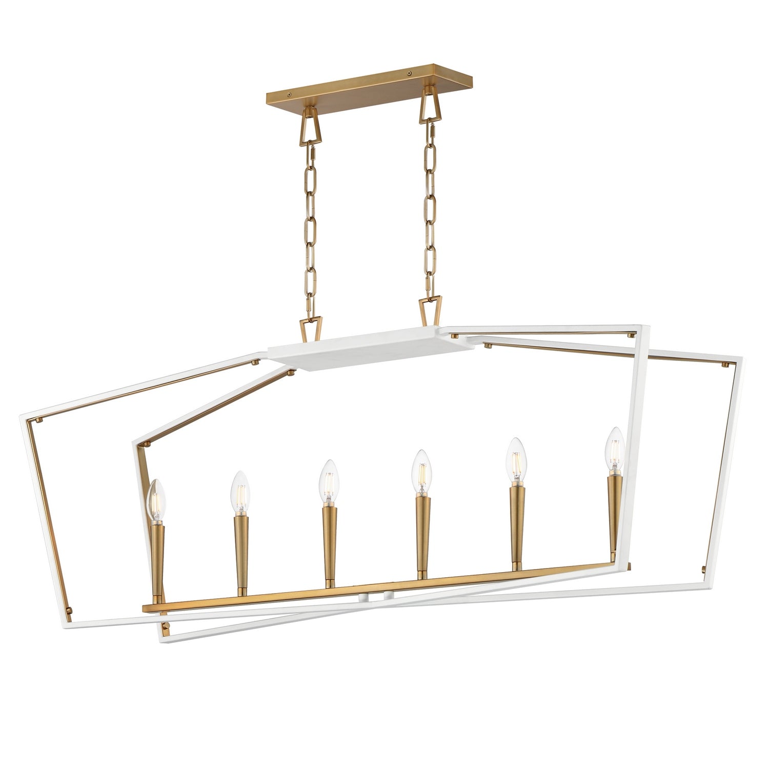 Maxim Lighting 28616WTNAB Melrose Linear Pendant in White/Natural Aged Brass