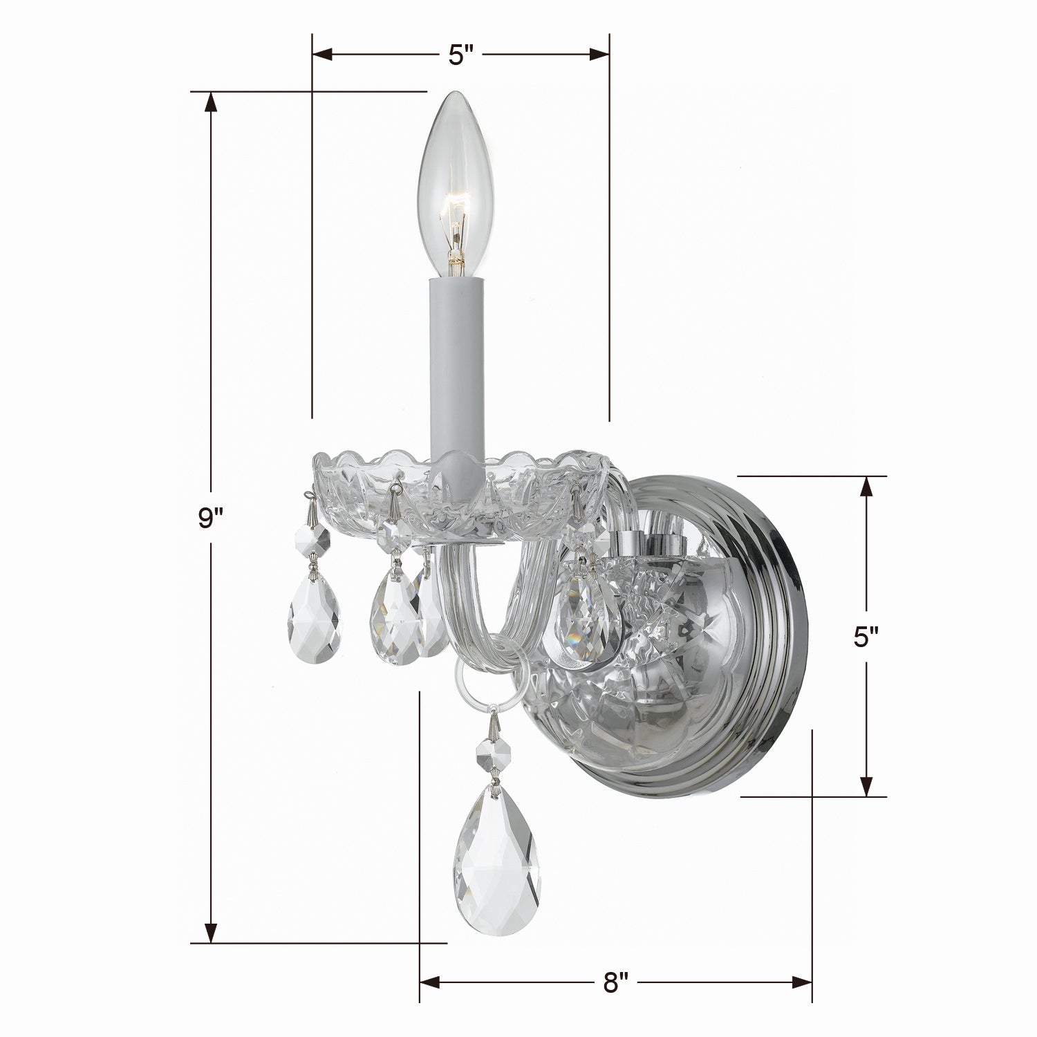 Crystorama - 1031-CH-CL-S - Une lampe Murale - Cristal traditionnel - Chrome poli