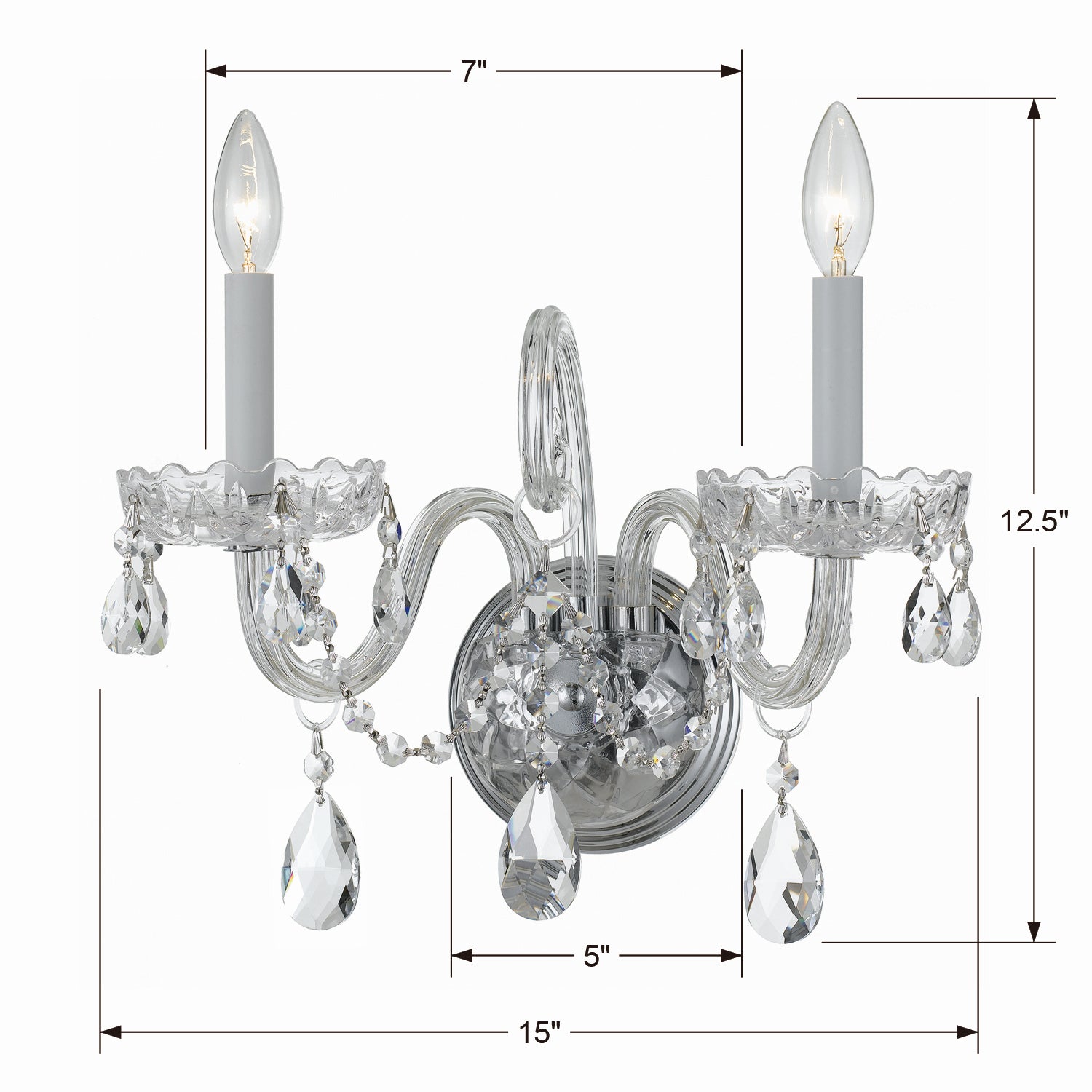 Crystorama - 1032-CH-CL-S - Deux lumières Murale - Cristal traditionnel - Chrome poli