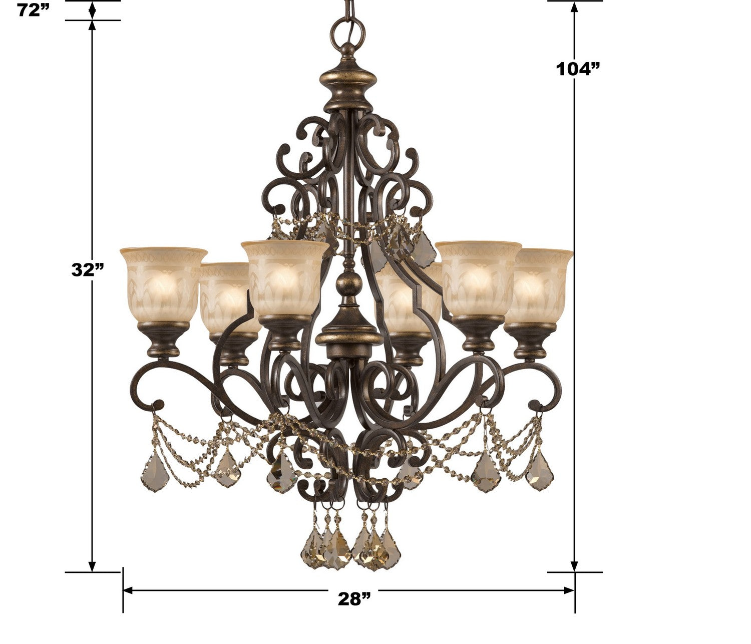 Crystorama - 7516-BU-GT-MWP - Six feux Suspendu - Norwalk - Bronze Umber