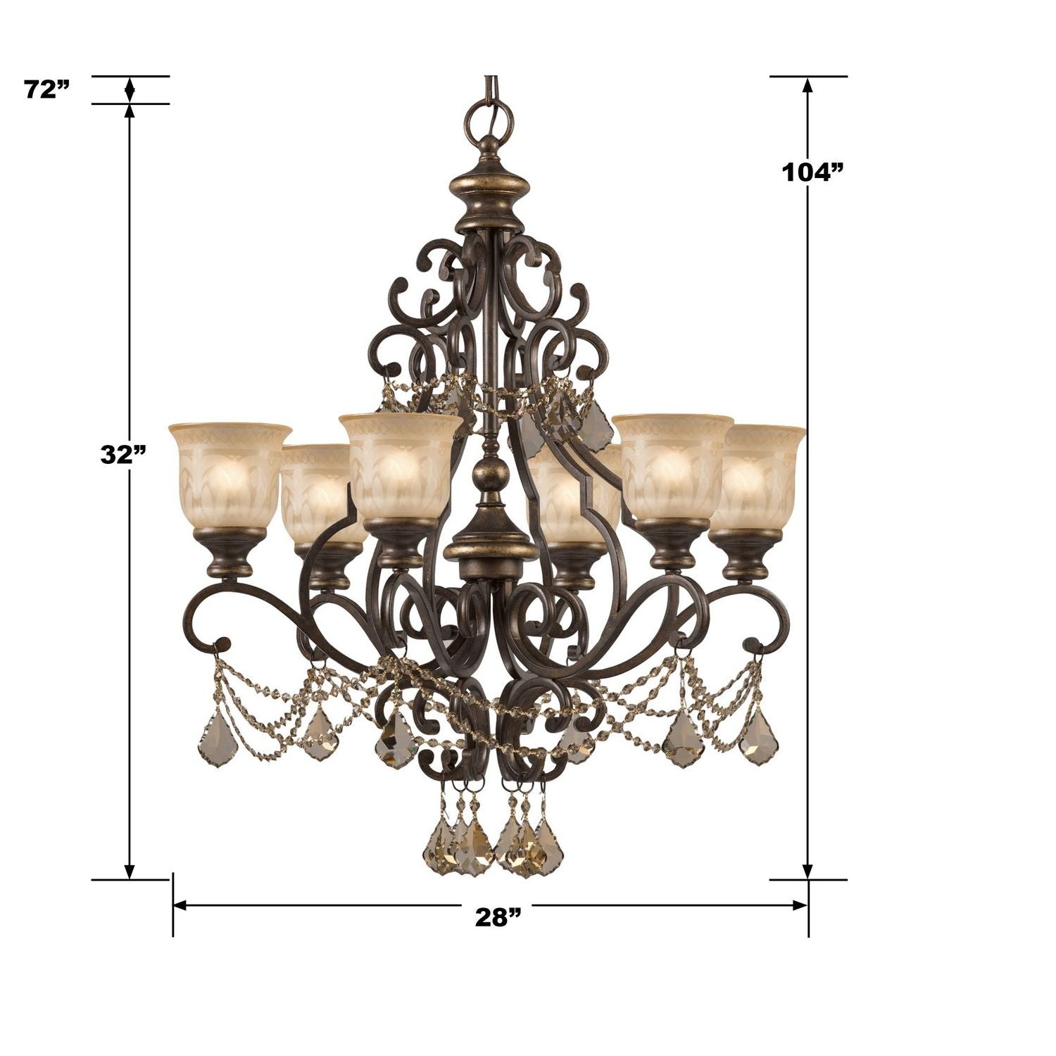 Crystorama - 7516-BU-GT-MWP - Six Light Chandelier - Norwalk - Bronze Umber