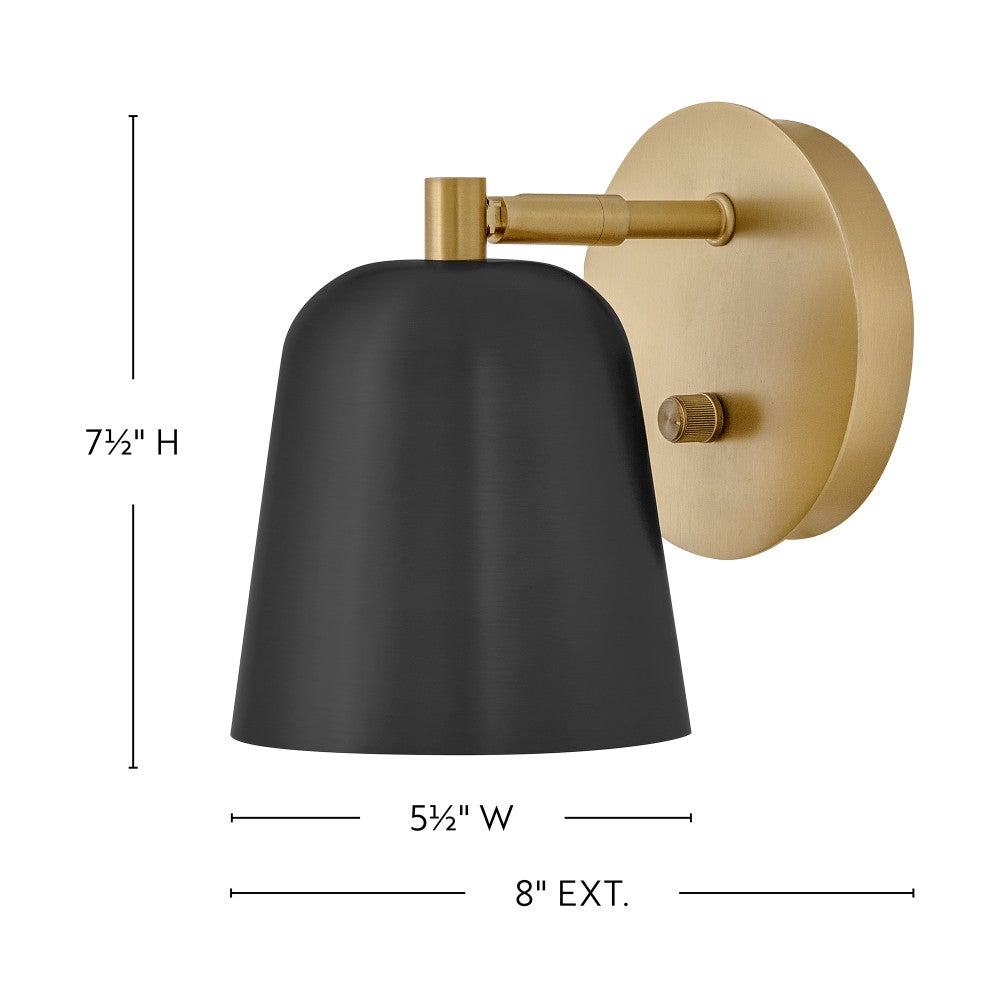 Lark 84460LCB-BK Jojo Articulating Sconce in Lacquered Brass with Black accents